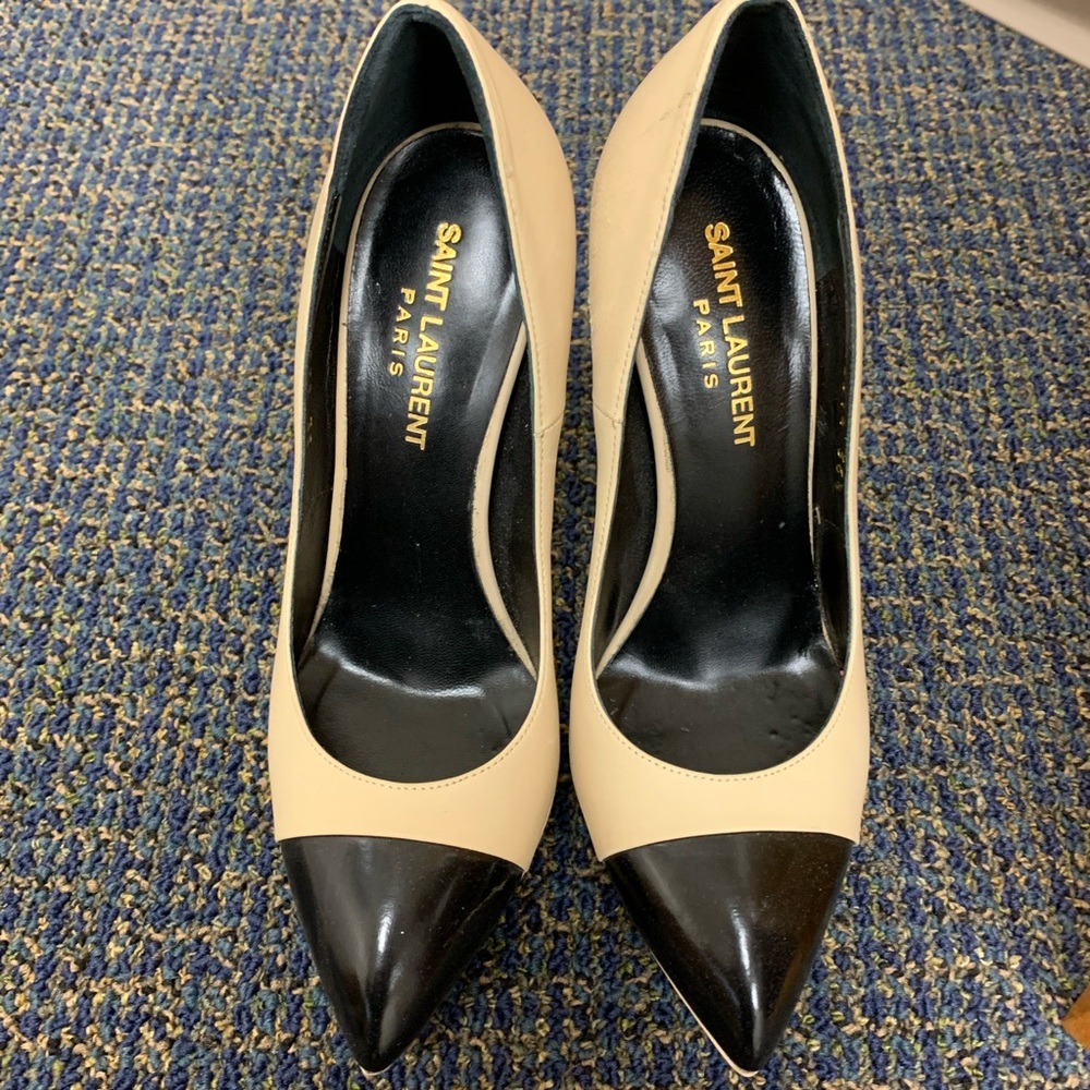 SOLD YSL classic Janis 105 cap toe pumps